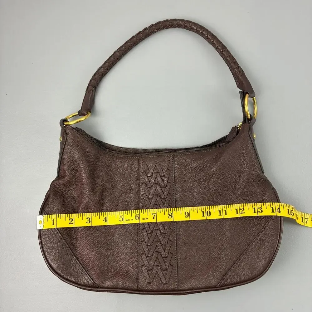 Wilson's Leather Chocolate Brown Handbag Hobo Style with Braided Handle